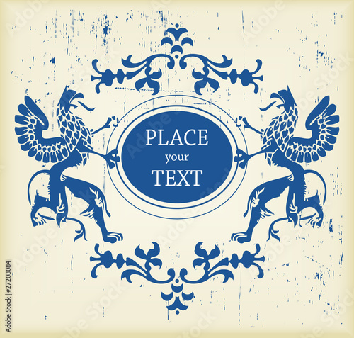 Coat of Arms with Griffins vintage vector background