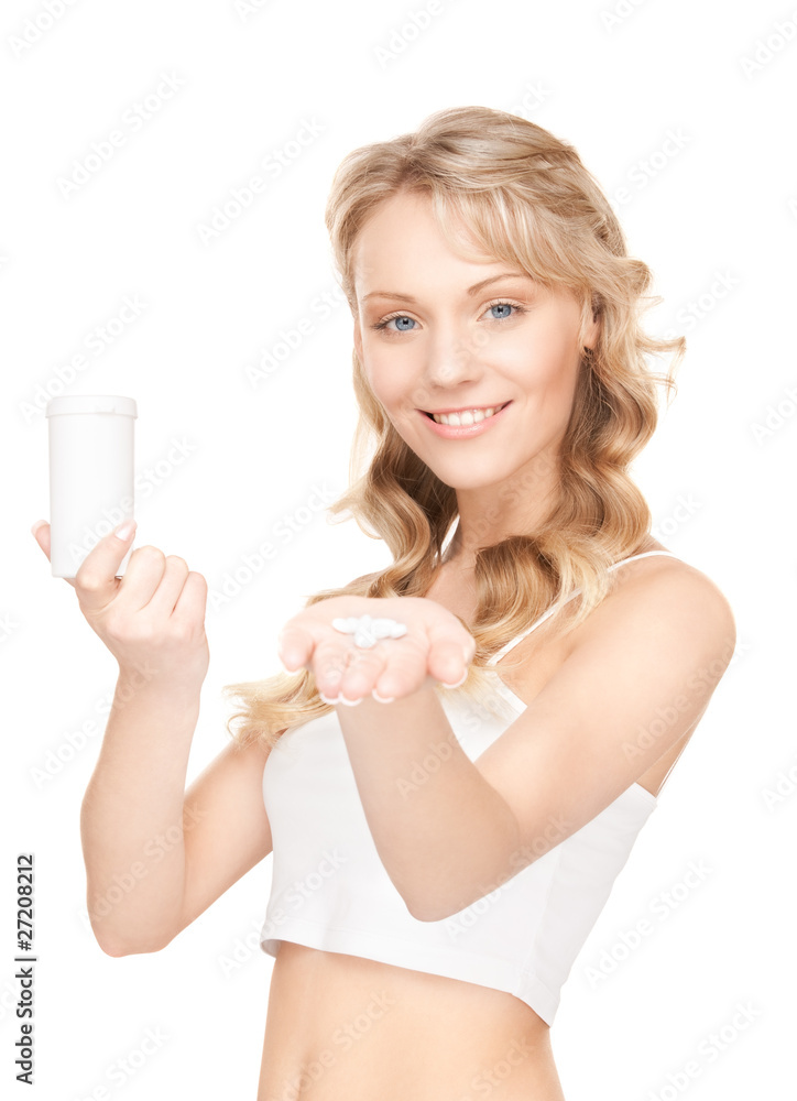 young woman with pills young woman with pills