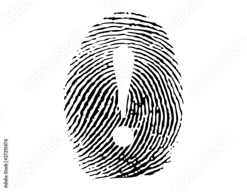 Fingerprint with exclamation sign vector