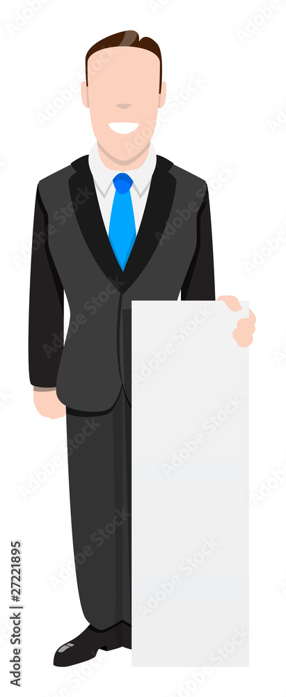 Businessman with Blank Sign Businessman with Blank Sign