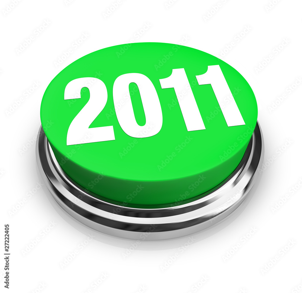 Round Green Button - 2011 New Year Round Green Button - 2011 New Year