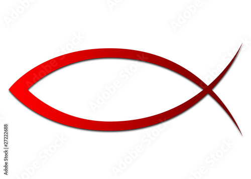 ICHTHYS Rot - Abstrakt Fisch Symbol