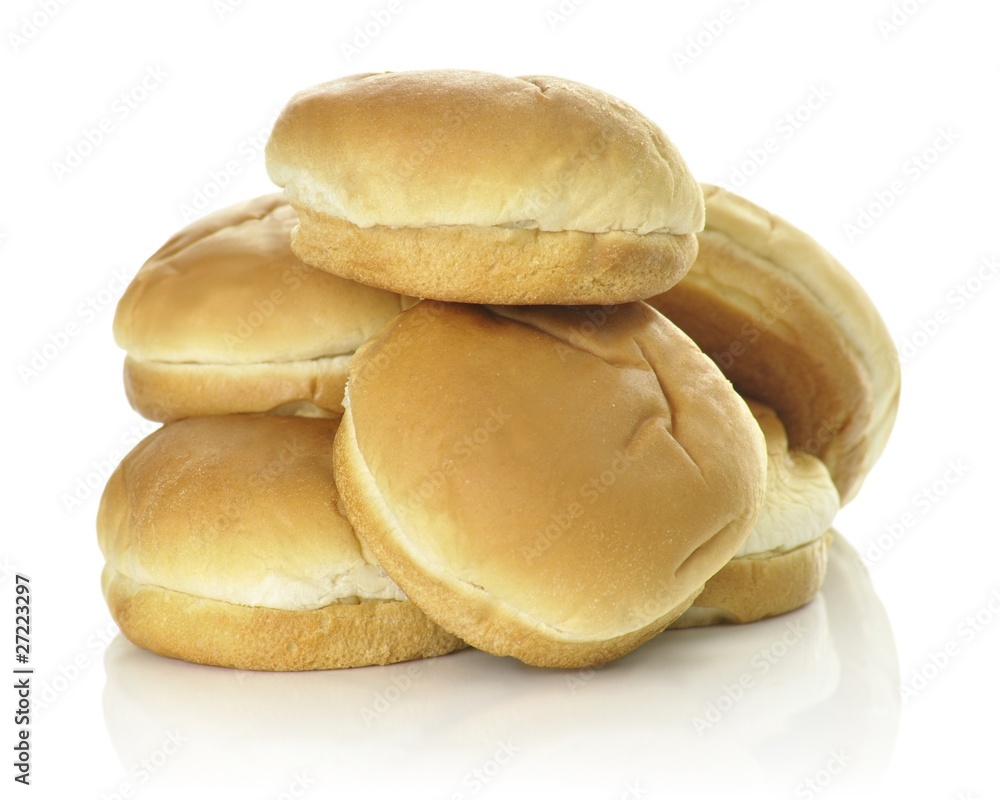 Hamburger buns isolated over white background