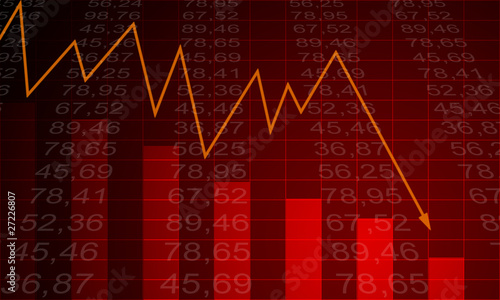 Arrow graph going down on a red background