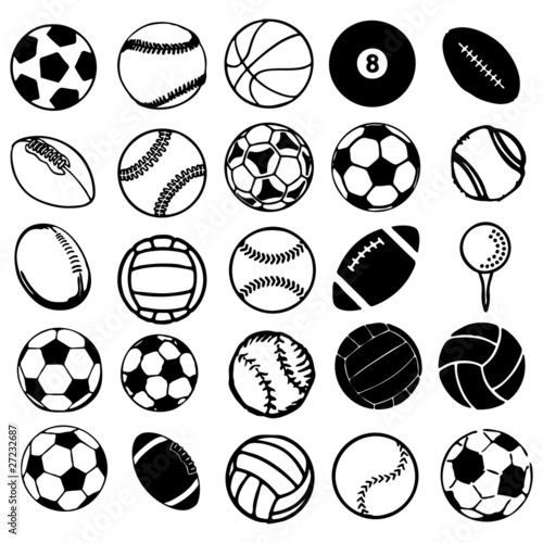 Set Ball sports icons symbols comic vector illustration