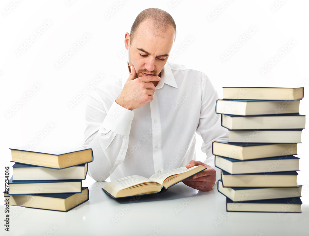 man reading a book
