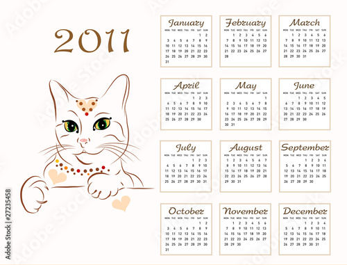 calendar design 2011 with glamour cat