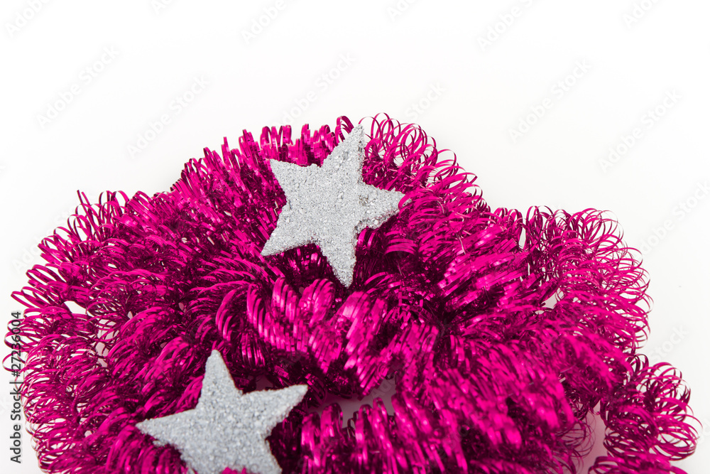 christmas silver decoration with tinsel
