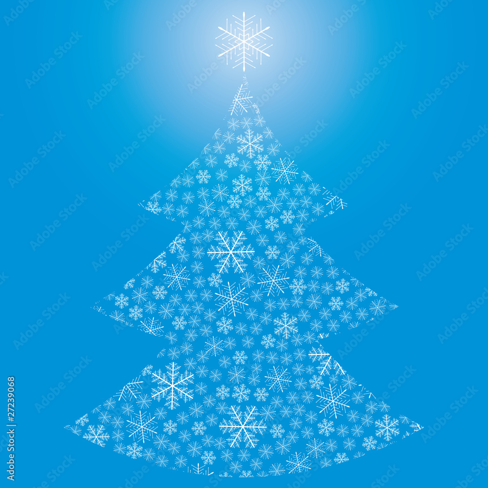 Abstract Christmas tree made of snowflakes Abstract Christmas tree made of snowflakes