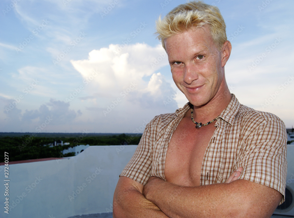 Fototapeta premium Handsome Blond Man at beach