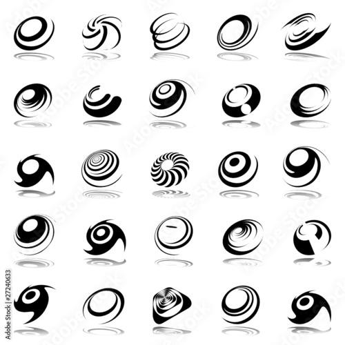 Spiral movement and rotation. 25 design elements. Set 2. photo
