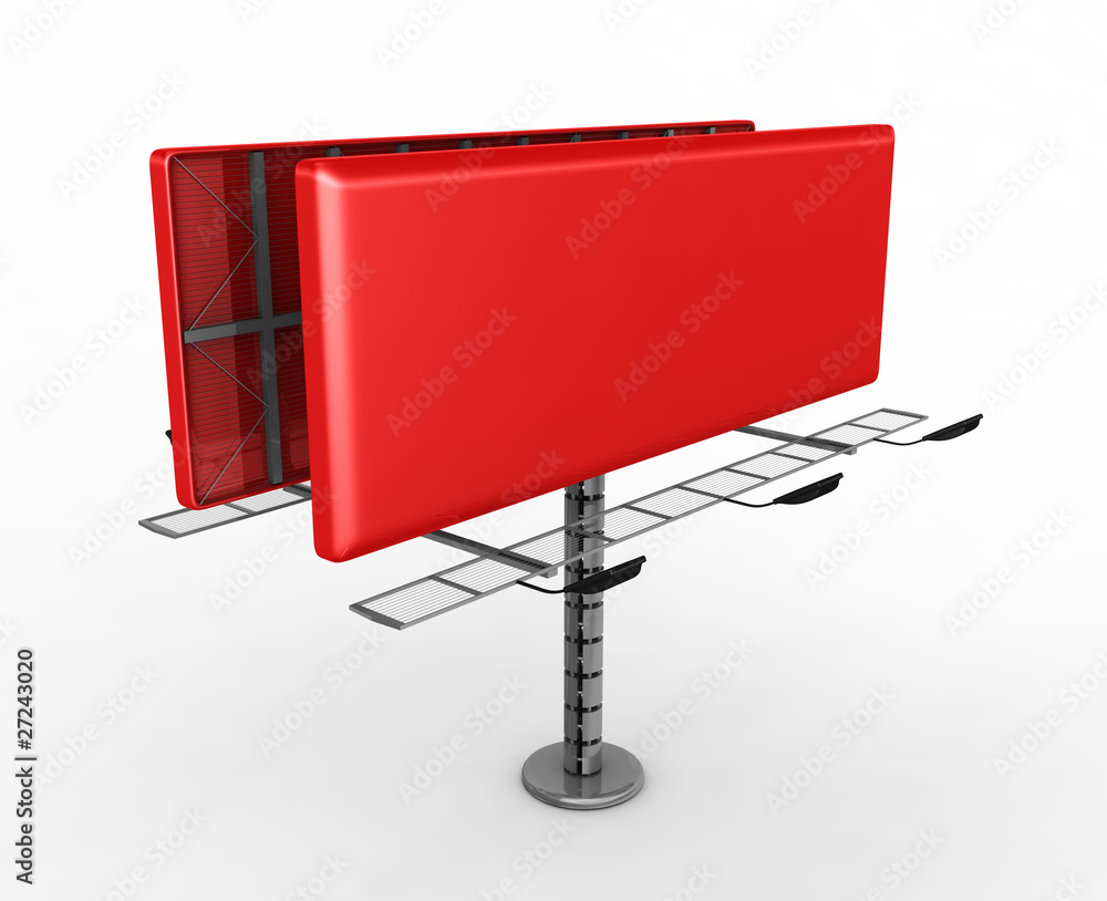 Red billboard with place for your text - 3d render Red billboard with place for your text - 3d render