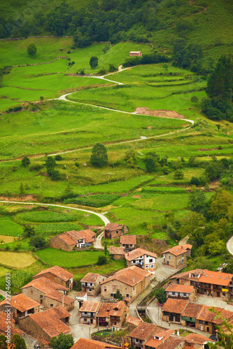 Aerial view of a typical town in Saja Valley, Cantabria, Spain © Jose Ignacio Soto