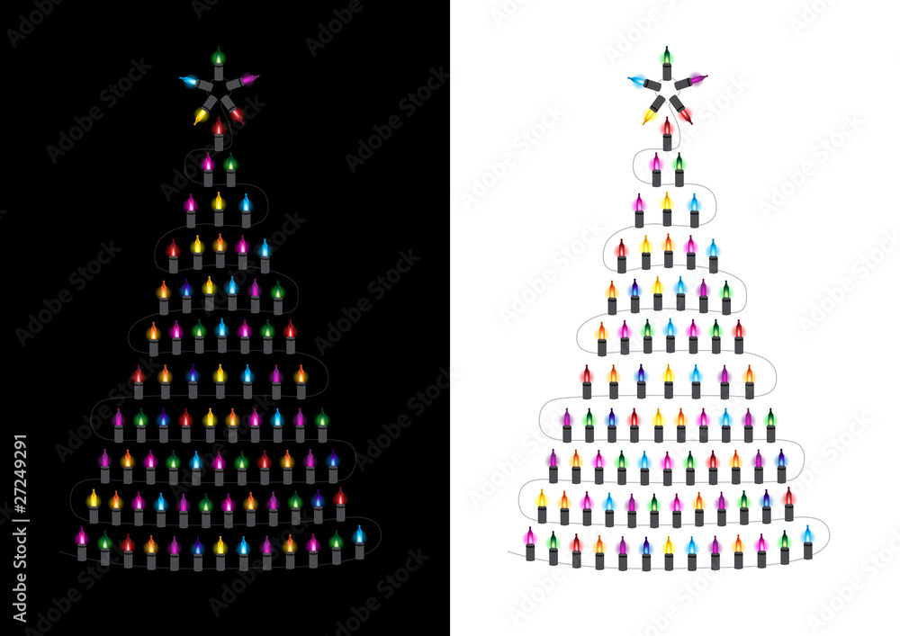 Christmas Tree made from glowing lights - Vector illustration Christmas Tree made from glowing lights - Vector illustration