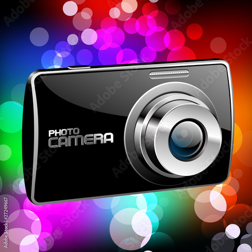 Vector Photo camera 4 (black with a color background)