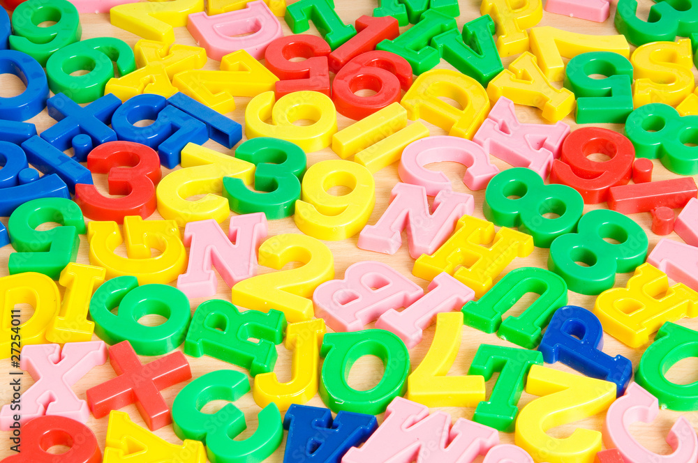 Children letters and digits on the table Children letters and digits on the table