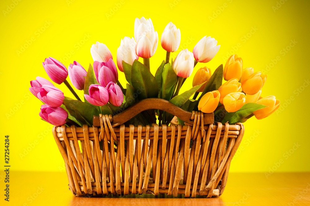 Bouquet of colorful tulips on the table Bouquet of colorful tulips on the table