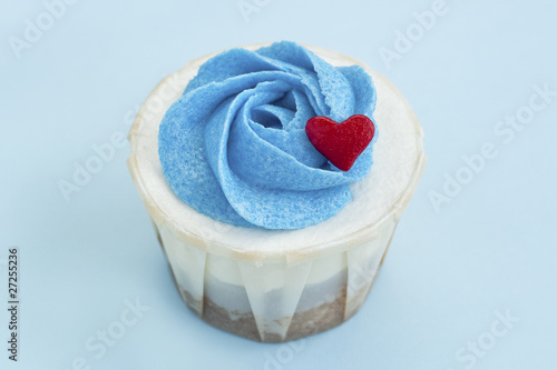 Delicious Love Cupcake with Blue Background