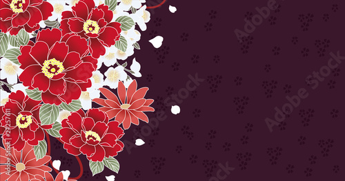 椿 菊 桜の花の和柄模様 紫 Stock Vector Adobe Stock 椿 菊 桜の花の和柄模様 紫 Stock Vector Adobe Stock