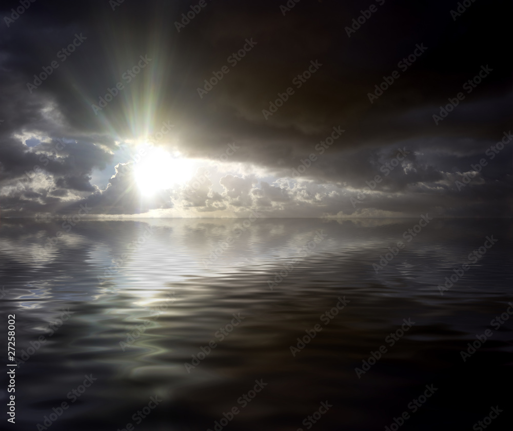 Stunning landscape reflected in digital water image Stunning landscape reflected in digital water image