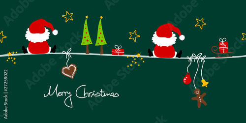 2 Christmas Santas & Symbols Green