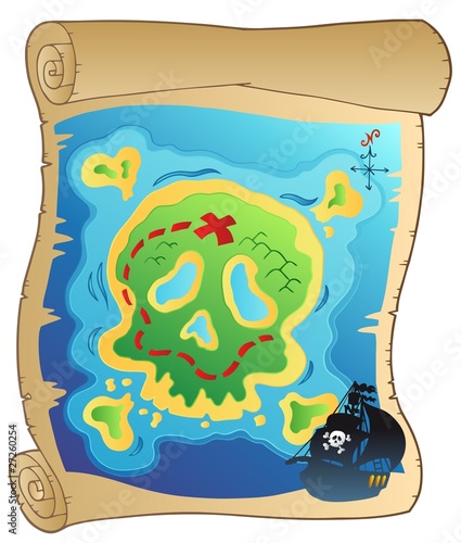 Old parchment with pirate map