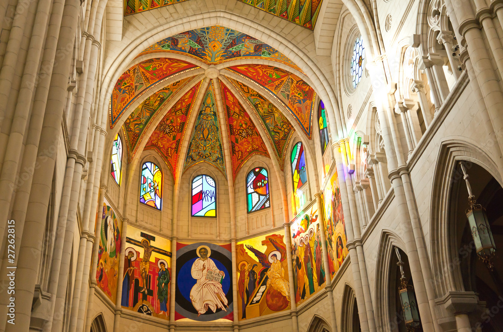 Fototapeta premium The interior of Cathedral of Almudena in Madrid