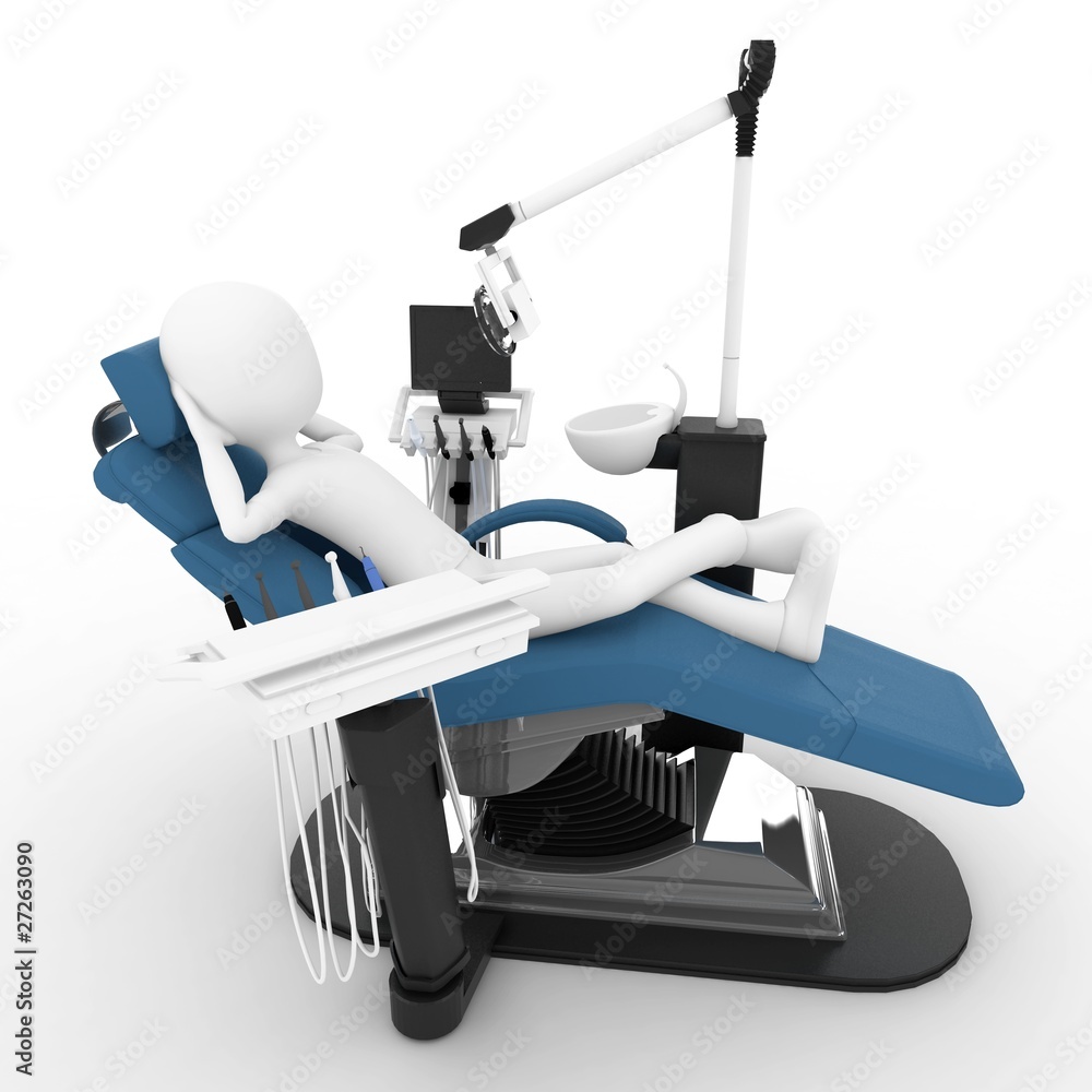 3d man with dentist chair 3d man with dentist chair
