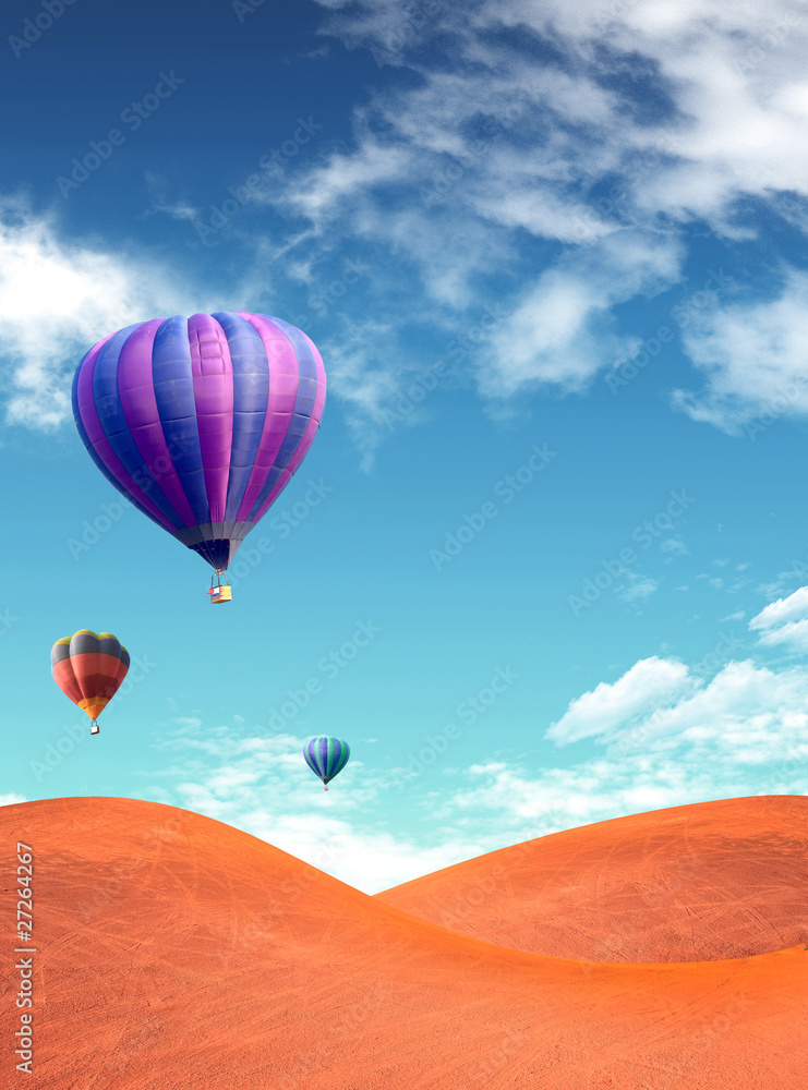 Obraz premium Landscape with a colorful balloon dry