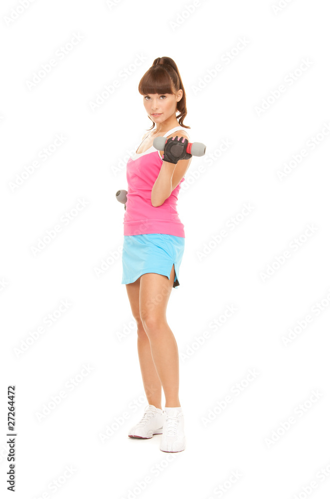 fitness instructor with dumbbells fitness instructor with dumbbells