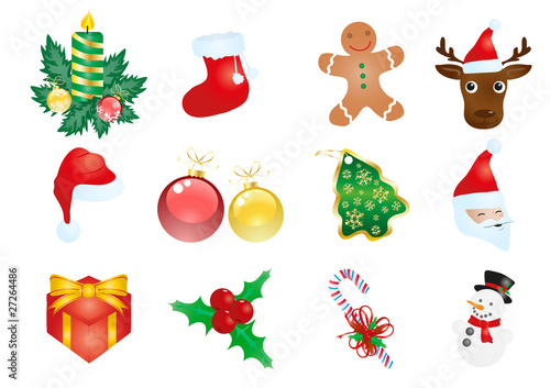 Christmas elements isolated on a white background