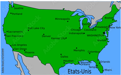 Carte des Villes Principales des Etats-Unis
