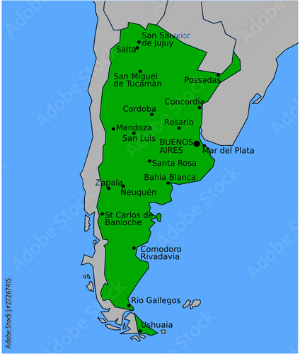 Carte des Villes Principales d'Argentine