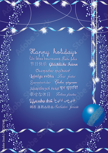 Happy holidays greetings on many languages