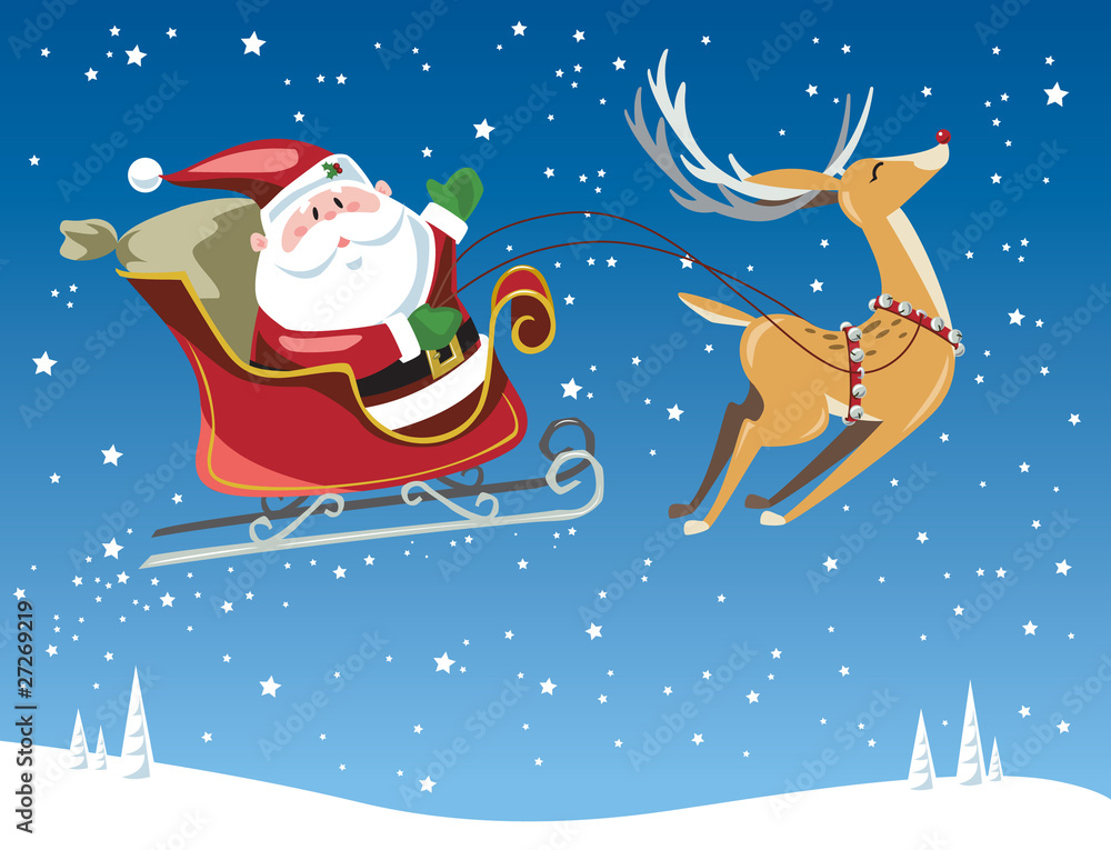 Santa Claus & Rudolph the red nosed reindeer Stock Vector | Adobe Stock