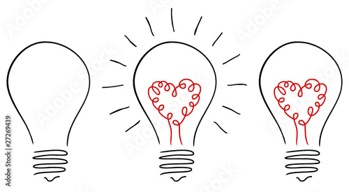 3 Different Electric Bulbs & Heart