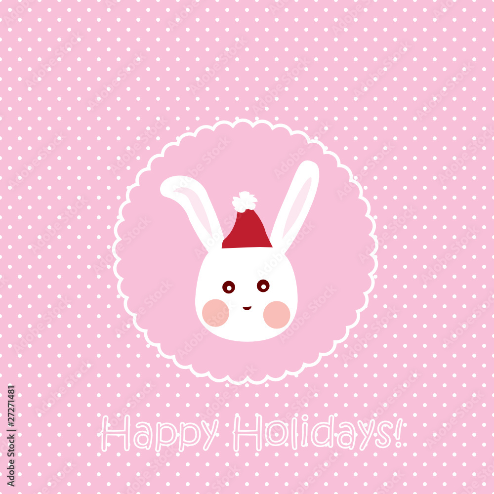 Bunny card, christmas greeting Bunny card, christmas greeting