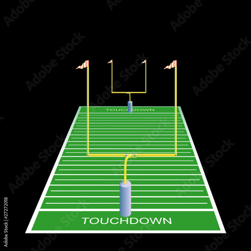 American foonball field view from touchdown. Vector.