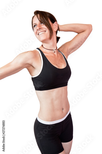 Femme mince souriante en tenue de sport