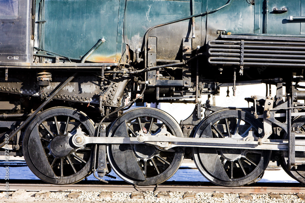 detail of steam locomotive, Alamosa, Colorado, USA