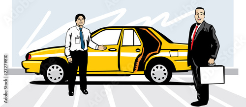 business man and taxi