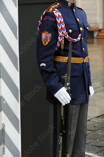 Guard standing Castle Entrance, Prague, Czech Republi