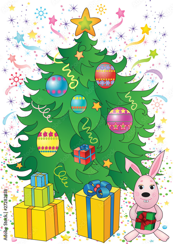 Fototapeta premium Vector illustration of X-mass tree