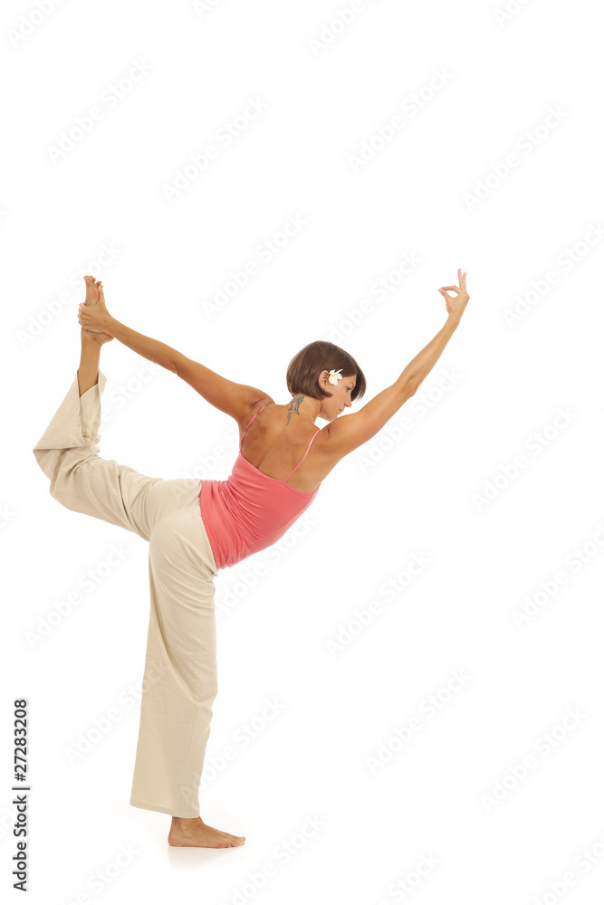 Obraz premium Young woman doing yoga Dancer Pose