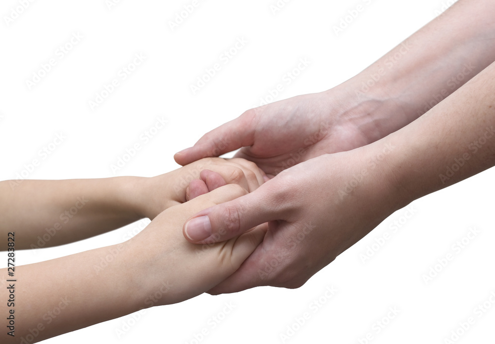 is holding hands, mother and son