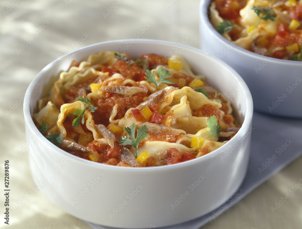 Lasagnelles aux deux tomates et aux anchois Lasagnelles aux deux tomates et aux anchois