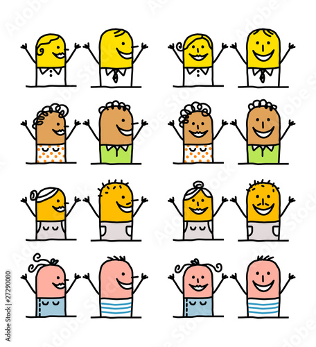 cartoon emoticons - happy people