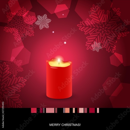 Christmas background with red candle