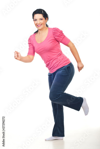 Happy woman running