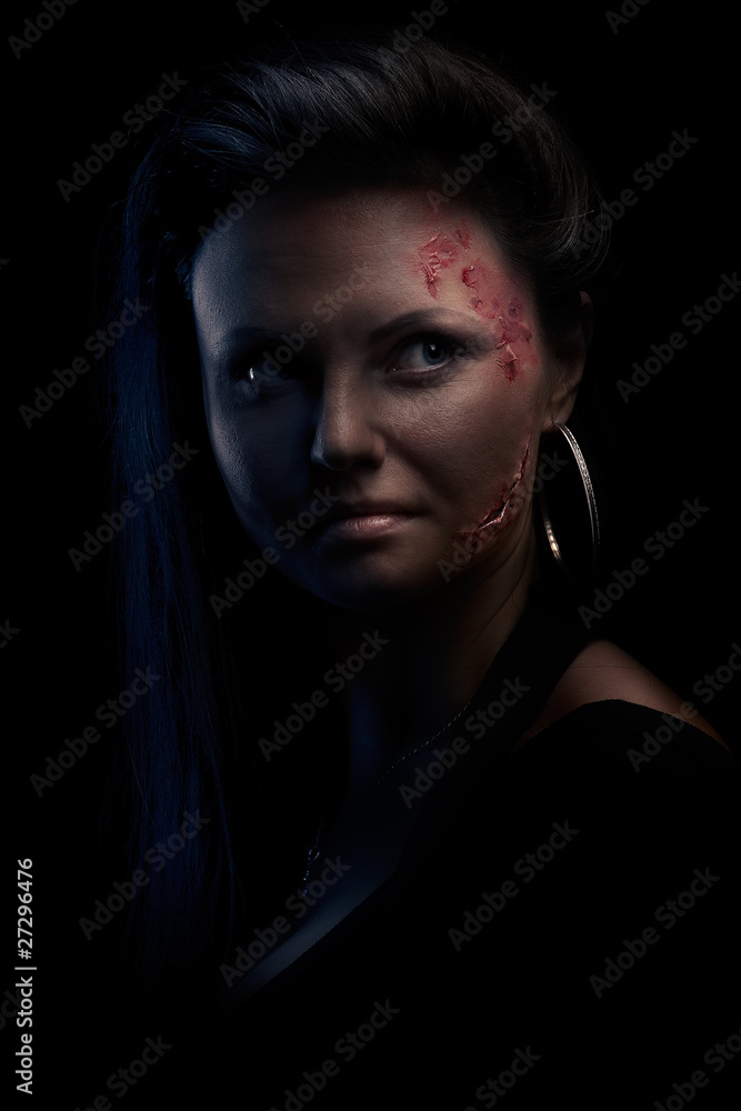 Wounded young woman Wounded young woman